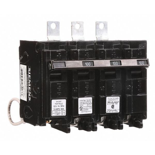 Siemens Miniature Circuit Breaker, BL Series, 100A, 3 Pole, 120/240V AC, 22kA at 240V AC - B3100H00S01