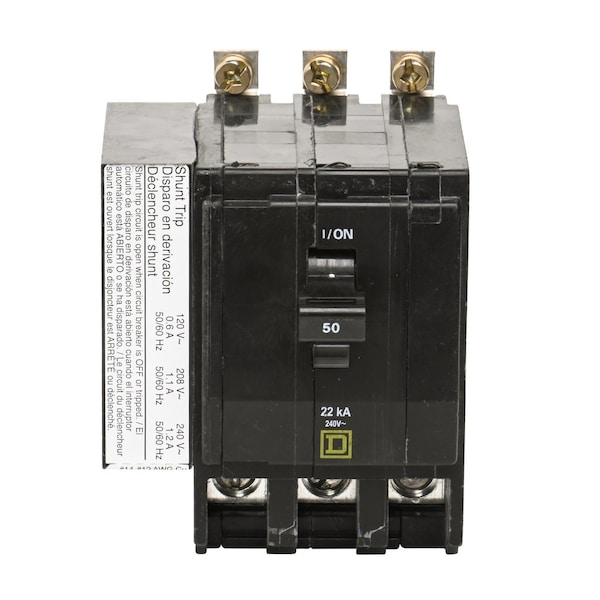 Square D Miniature Circuit Breaker, QOB Series, 50A, 3 Pole, 120/240V AC, 22kA at 120/240V AC - QOB350VH1021