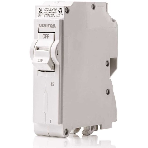 Leviton Circuit Breaker, 15A, 1 Pole, 120/240V AC - R00-LB115-0TR