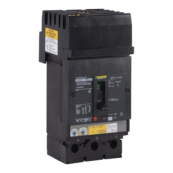 Square D Molded Case Circuit Breaker, JJA Series, 250A, 3 Pole, 600V AC, 100kA at 240V AC - JJA36250M75