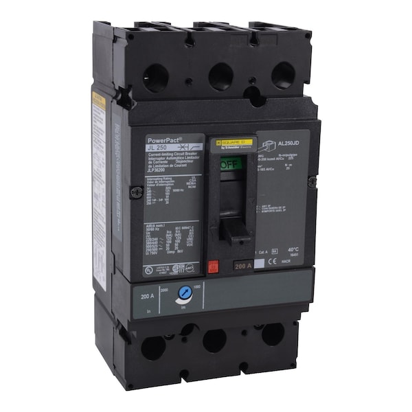 Square D Molded Case Circuit Breaker, JLP Series, 225A, 3 Pole, 600V AC, 125kA at 240V AC - JLP36225
