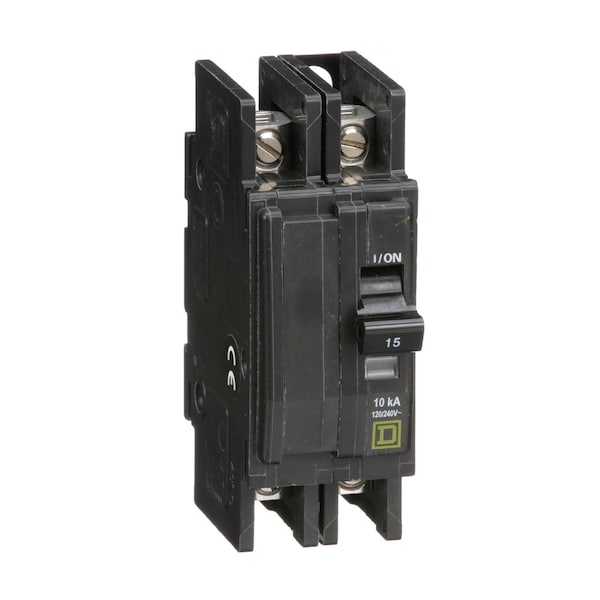 Square D Miniature Circuit Breaker, QOU Series, 15A, 2 Pole, 120/240V AC, 10kA at 120/240V AC - QOU215B