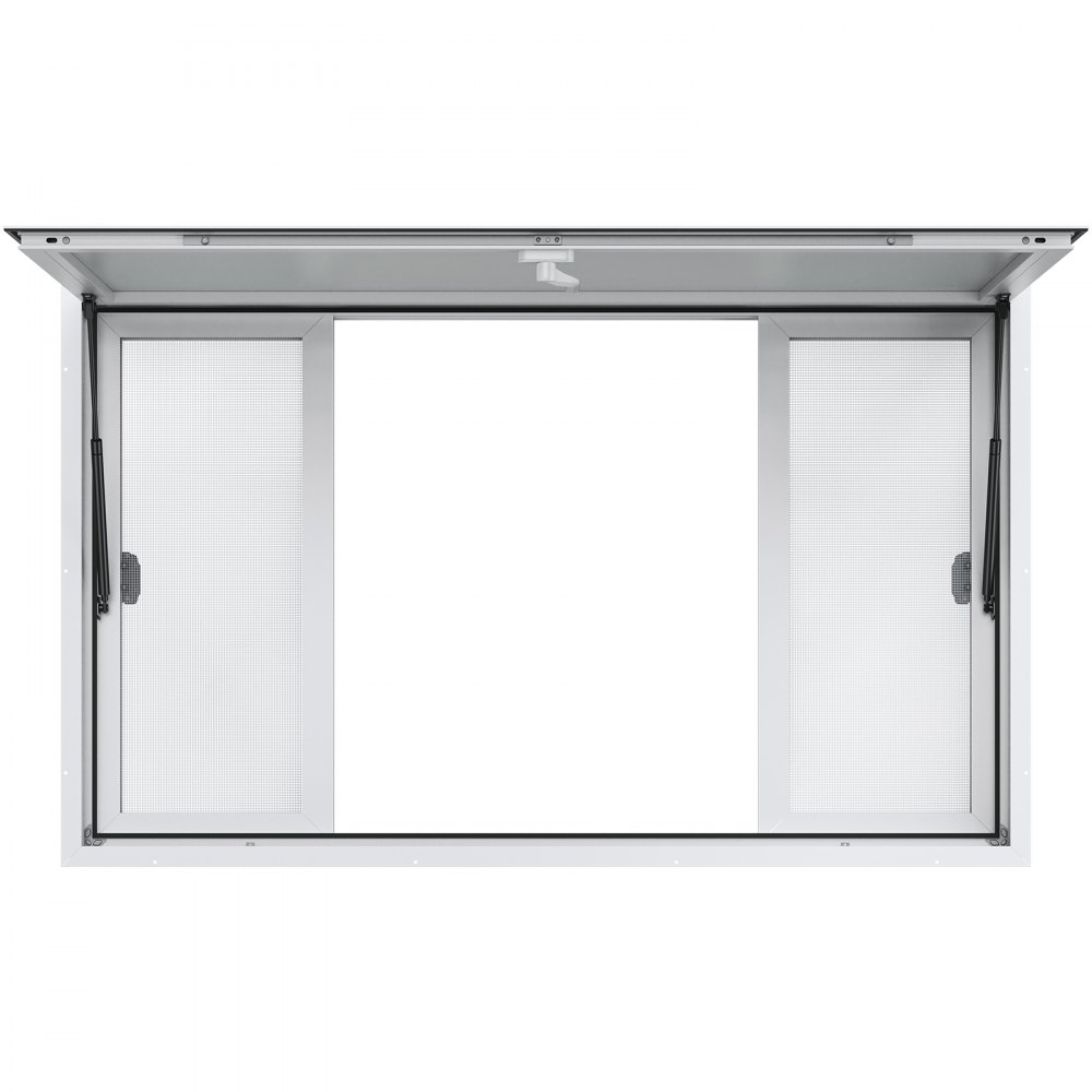 VEVOR Concession Window 60"x36", Aluminum Alloy Food Truck Service Window with 4 Horizontal Sliding Windows & Awning Door & Drag Hook, Up to 85 Degrees Serving Window for Food Truck Concession Trailer - SCFWCK36X60IFT44HV0