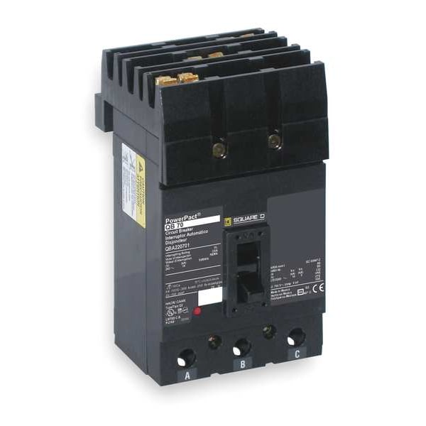 Square D Molded Case Circuit Breaker, QDA Series, 100A, 3 Pole, 240V AC, 25kA at 240V AC - QDA32100