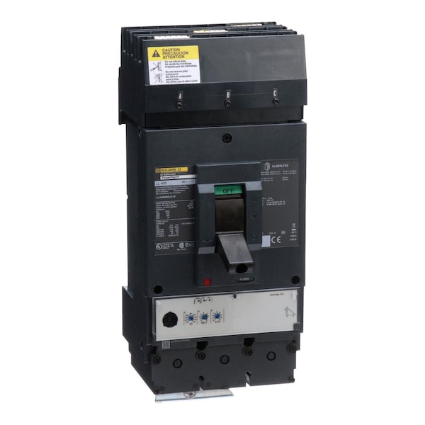 Square D Molded Case Circuit Breaker, LLA Series, 400A, 3 Pole, 600V AC, 125kA at 240V AC - LLA36400U31X
