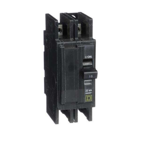 Square D Miniature Circuit Breaker, QOU Series, 15A, 2 Pole, 120/240V AC, 22kA at 120/240V AC - QOU215VH5283
