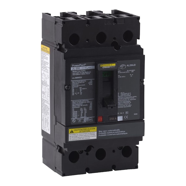 Square D Molded Case Circuit Breaker, JLL Series, 250A, 3 Pole, 600V AC, 125kA at 240V AC - JLL36000S25