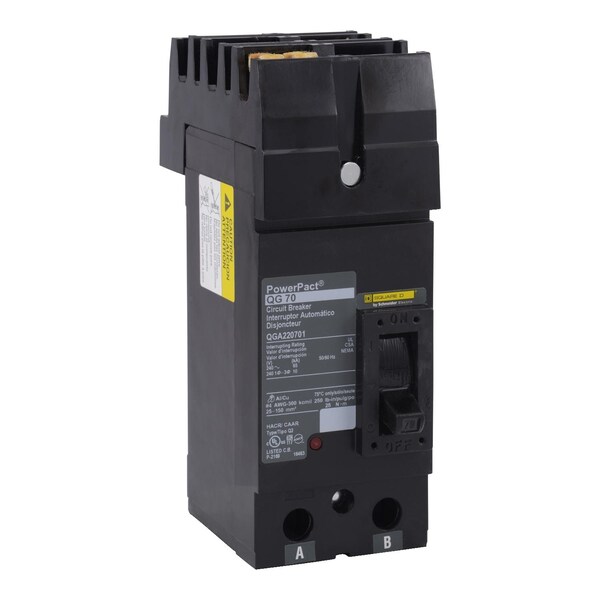 Square D Molded Case Circuit Breaker, QGA Series, 125A, 2 Pole, 240V AC, 65kA at 240V AC - QGA221252