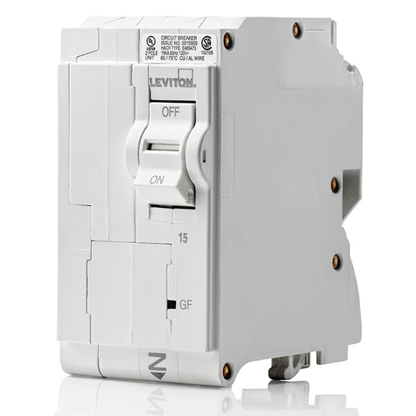 Leviton Circuit Breaker, 15A, 2 Pole, 120/240V AC, 10kA - LB215-EP