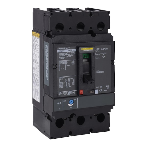 Square D Molded Case Circuit Breaker, JJL Series, 200A, 2 Pole, 600V AC, 100kA at 240V AC - JJL26200