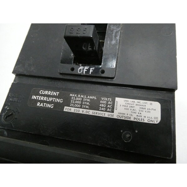 Square D 3P 225A AMP 600V-AC MOLDED CASE CIRCUIT BREAKER - KA36225MT