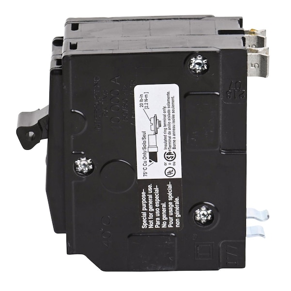 Square D Miniature Circuit Breaker, QO Series, 10A, 2 Pole, 120/240V AC, 10kA at 120/240V AC - QO2105237