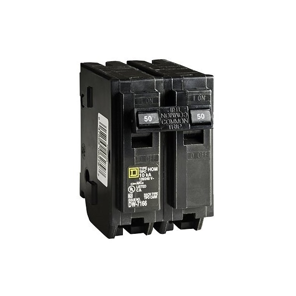 Square D Circuit Breaker, HOM Series, 50A, 2 Pole, 120/240V AC, 10kA - HOM250CP