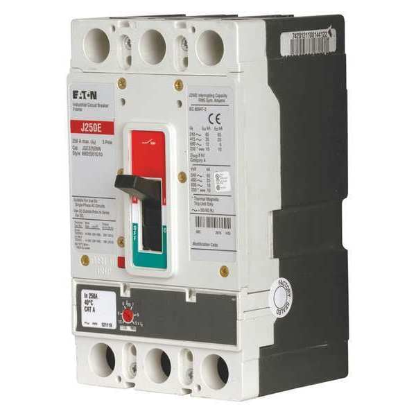 Eaton Molded Case Circuit Breaker, JG Series, 175A, 3 Pole, 600V AC, 25kA at 240V AC - JGE3175FAG