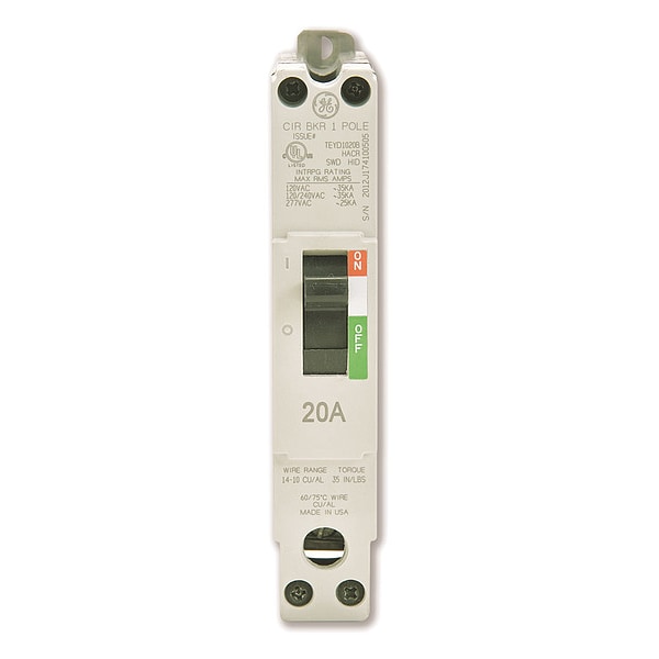 Ge Molded Case Circuit Breaker, TEYD Series, 15A, 1 Pole, 277/480V AC, 25kA at 277/480V AC - TEYD1015B