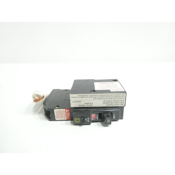 Square D Miniature Circuit Breaker, QOB Series, 20A, 1 Pole, 120V AC, 10kA at 120V AC - QOB120EPD2100