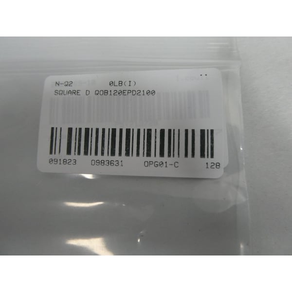 Square D Miniature Circuit Breaker, QOB Series, 20A, 1 Pole, 120V AC, 10kA at 120V AC - QOB120EPD2100