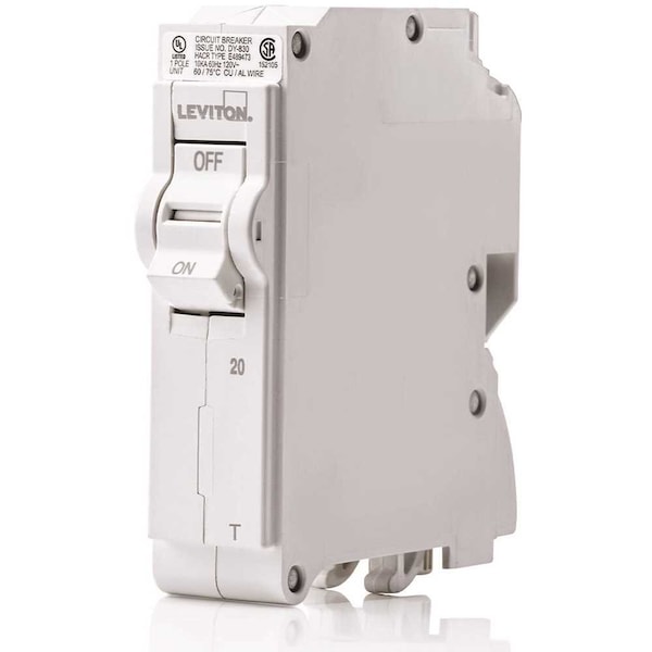 Leviton Circuit Breaker, 20A, 1 Pole, 120/240V AC - R00-LB120-0TR