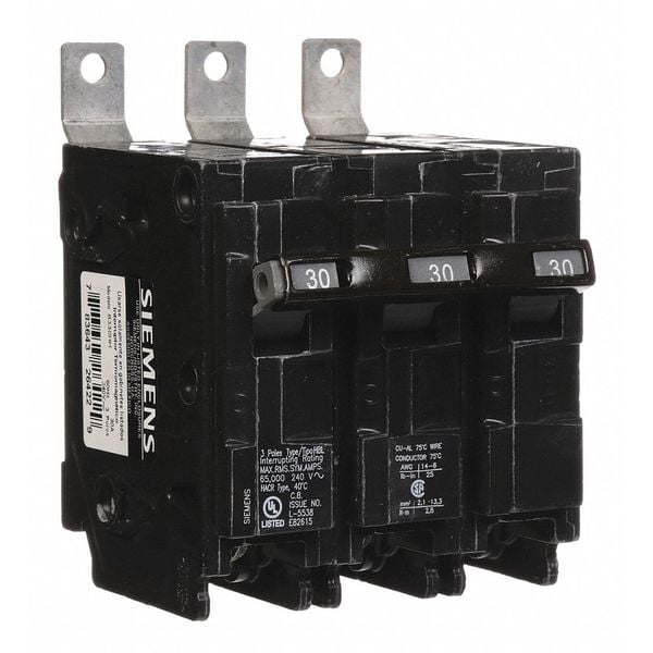 Siemens Miniature Circuit Breaker, BL Series, 30A, 3 Pole, 240V AC, 65kA at 240V AC - B330HH