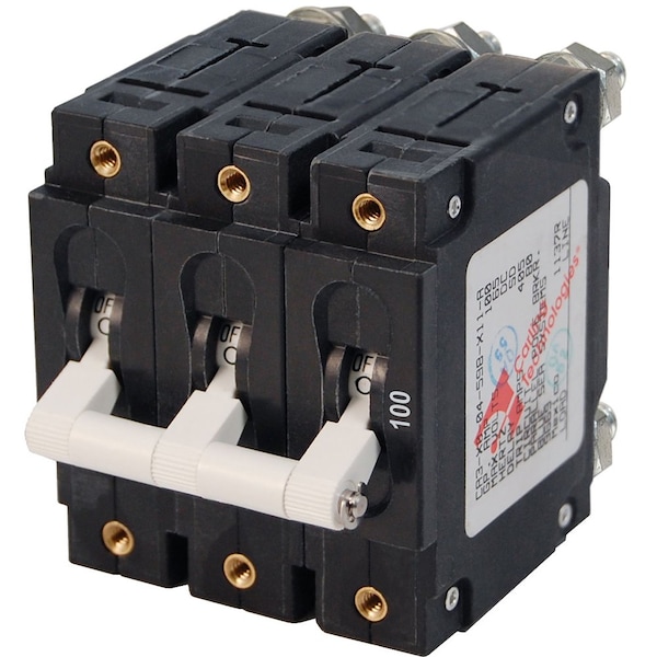 Blue Sea Systems Circuit Breaker, C Series, 100A, 3 Pole, 120/240V AC, 5kA at 125/240V AC - 7290