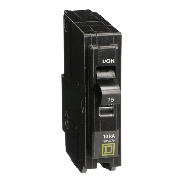 Square D Miniature Circuit Breaker, QO Series, 15A, 1 Pole, 120/240V AC, 10kA at 120/240V AC - QO1155237