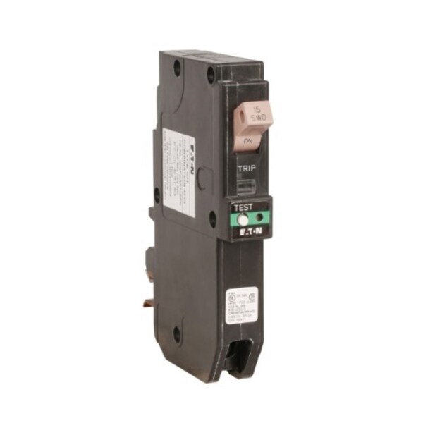Eaton Circuit Breaker, CH Series, 15A, 1 Pole, 120/240V AC, 10kA - CHFCAF115PN