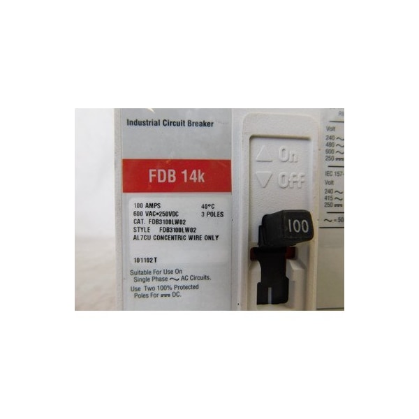 Eaton Molded Case Breakers MCCBs FDB 3P 100A 600V 50/60Hz 3Ph F Frame - FDB3100LW02