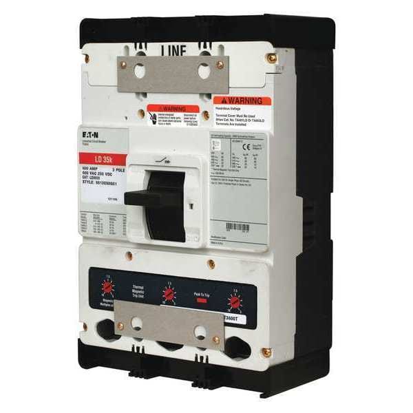 Eaton Molded Case Circuit Breaker, LD Series, 500A, 3 Pole, 600V AC, 65kA at 240V AC - LD3500