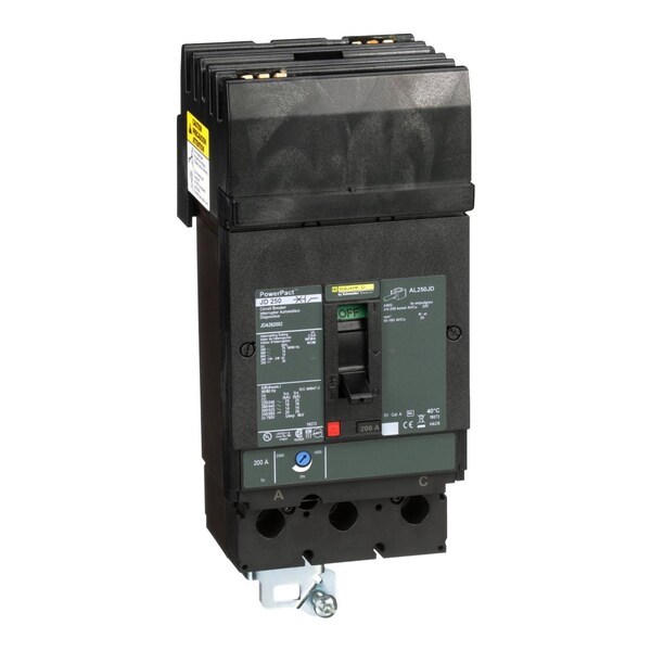 Square D Molded Case Circuit Breaker, JDA Series, 200A, 2 Pole, 600V AC, 25kA at 240V AC - JDA262002