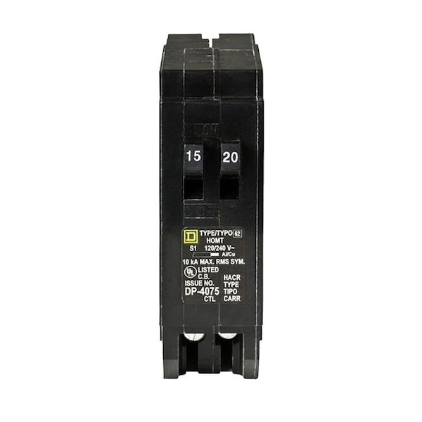 Square D Combination Circuit Breaker, Homeline Series, 15/20A, 1x1, 1x1 Pole - 216622