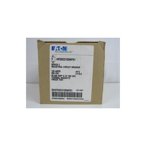 Eaton SERIES C DC/PVGARD COMPLETE MOLDED CASE CIRCUIT BREAKER, F-FRAME, HFD, COM - HFDDC3125WF01