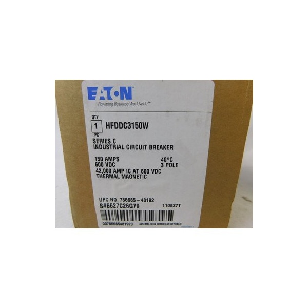 Eaton HFD-DC BREAKER 3P 150A 600VDC NO TERMINALS - HFDDC3150W