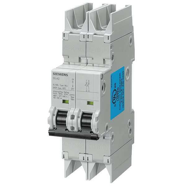 Siemens IEC Miniature Circuit Breaker, 5SJ4 Series, 5A, 2 Pole, 277/480V AC, 10kA at 277/480V AC, C Curve - 5SJ42117HG42