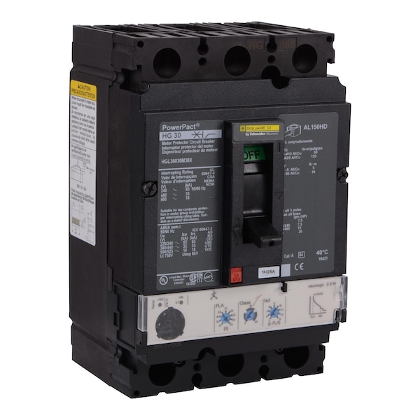 Square D Molded Case Circuit Breaker, HGL Series, 150A, 3 Pole, 600V AC, 65kA at 240V AC - HGL36150M38X