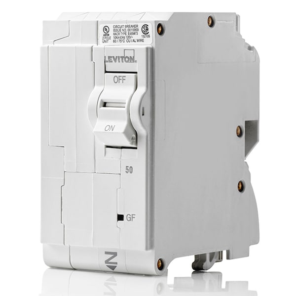 Leviton Circuit Breaker, 50A, 2 Pole, 120/240V AC, 10kA - LB250-EP