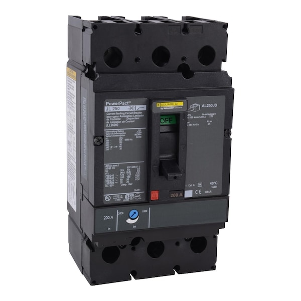 Square D Molded Case Circuit Breaker, JLL Series, 150A, 2 Pole, 600V AC, 125kA at 240V AC - JLL26150