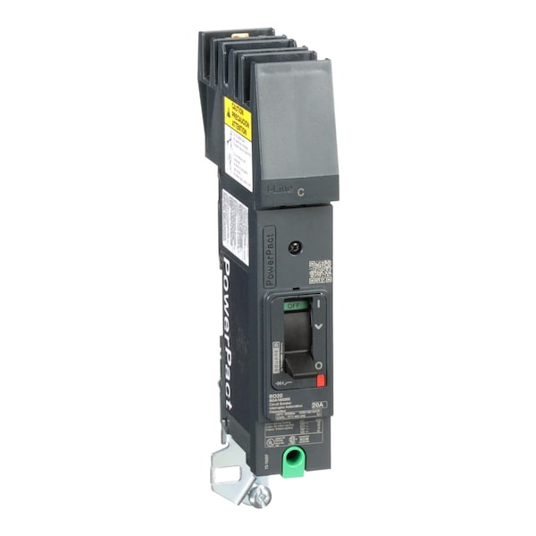 Schneider Electric Molded Case Circuit Breaker, BDA Series, 20A, 1 Pole, 347/600V AC, 25kA at 240V AC, B Curve - BDA160205