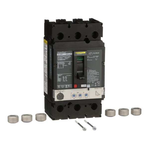 Square D Molded Case Circuit Breaker, JJL Series, 250A, 3 Pole, 600V AC, 100kA at 240V AC - JJL36250CU33X