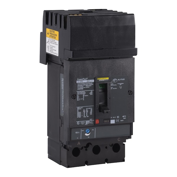 Square D Molded Case Circuit Breaker, JJA Series, 200A, 2 Pole, 600V AC, 100kA at 240V AC - JJA262002
