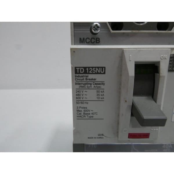 Ls Industrial Systems 3P 40A AMP 240/480/600V-AC MOLDED CASE CIRCUIT BREAKER - TD 125NU