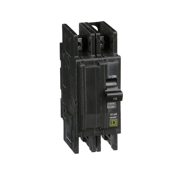 Square D Miniature Circuit Breaker, QOU Series, 15A, 2 Pole, 120/240V AC, 10kA at 120/240V AC - QOU2155283