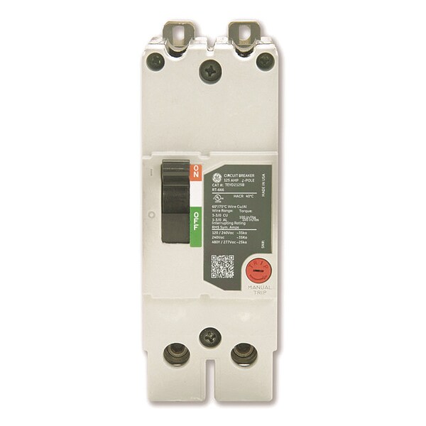 Ge Molded Case Circuit Breaker, TEYL Series, 50A, 2 Pole, 277/480V AC, 65kA at 277/480V AC - TEYL2050B