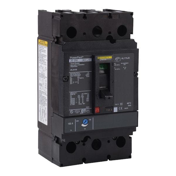 Square D Molded Case Circuit Breaker, JDL Series, 200A, 2 Pole, 600V AC, 25kA at 240V AC - JDL26200C