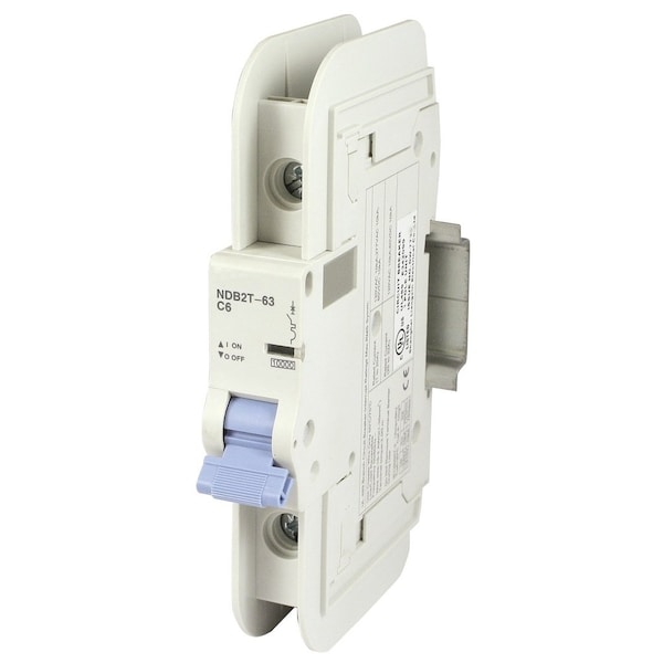 Automation Systems Interconnect 6 Amp Circuit Breaker, Din Rail Mount, 1 Pole, 240V AC 60 V Dc, Long Trip Curve - NDB2T-63D6-1L