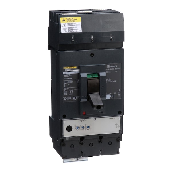 Square D Molded Case Circuit Breaker, LGA Series, 400A, 3 Pole, 600V AC, 65kA at 240V AC - LGA36400U31X