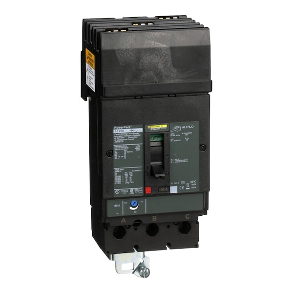 Square D Molded Case Circuit Breaker, JJA Series, 150A, 3 Pole, 600V AC, 100kA at 240V AC - JJA36150