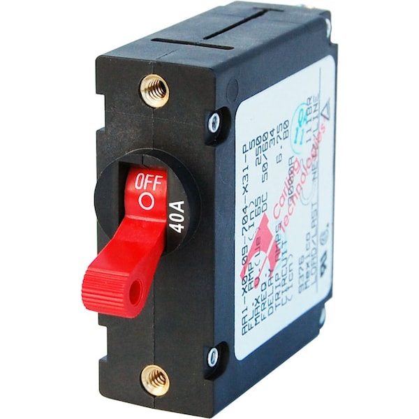 Blue Sea Systems Circuit Breaker, A Series, 40A, 1 Pole, 240V AC, 7.5kA at 65V DC - 7225