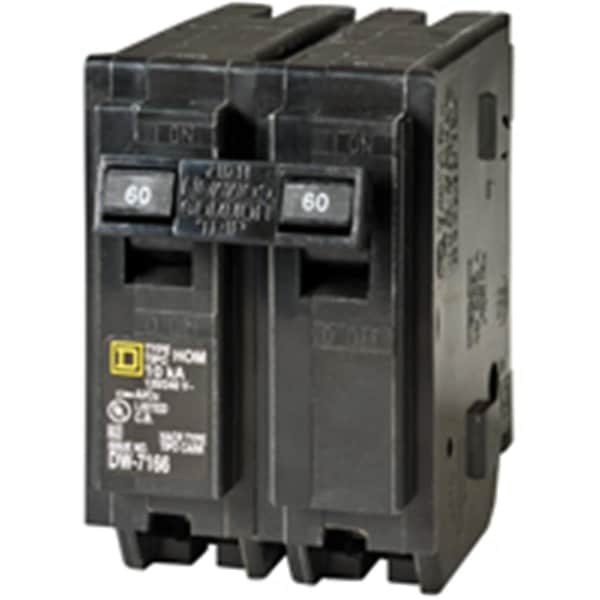 Square D Miniature Circuit Breaker, HOM Series, 60A, 2 Pole, 120/240V AC, 10kA - SQ386555