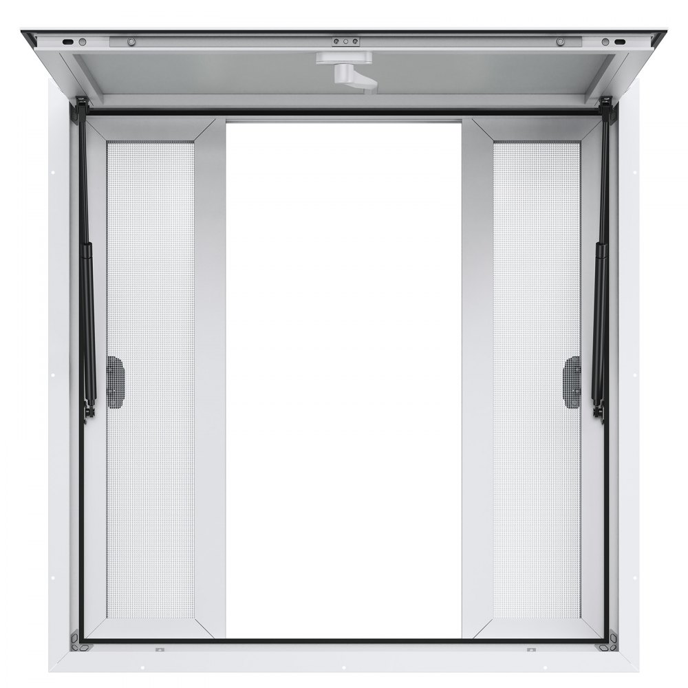 VEVOR Concession Window 36"x36", Aluminum Alloy Food Truck Service Window with 4 Horizontal Sliding Windows & Awning Door & Drag Hook, Up to 85 Degrees Serving Window for Food Truck Concession Trailer - SCFWCK36X36IQMCI3V0