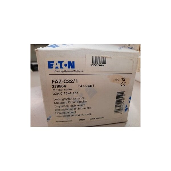 Eaton Miniature Circuit Breakers MCBs FAZ 1P 32A 480V 50/60Hz 1Ph - FAZ-C32/1